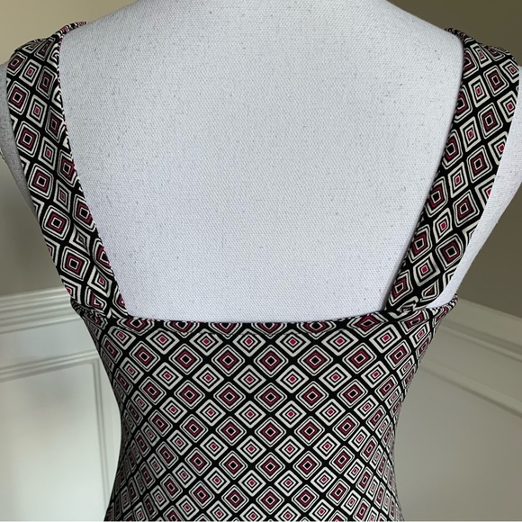 White House Black Market Geometric Print Lace Trimmed Ruched Neck Cami Top Small - Picture 5 of 12